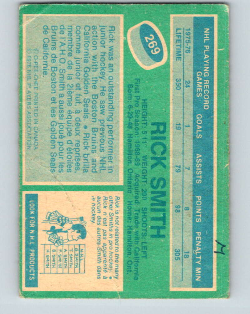 1976-77 O-Pee-Chee #269 Rick Smith St. Louis Blues V12670
