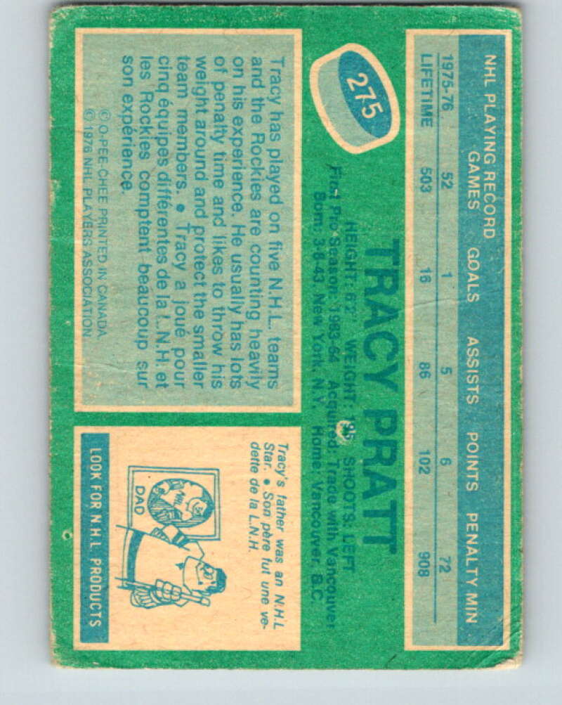 1976-77 O-Pee-Chee #275 Tracy Pratt Colorado Rockies V12683