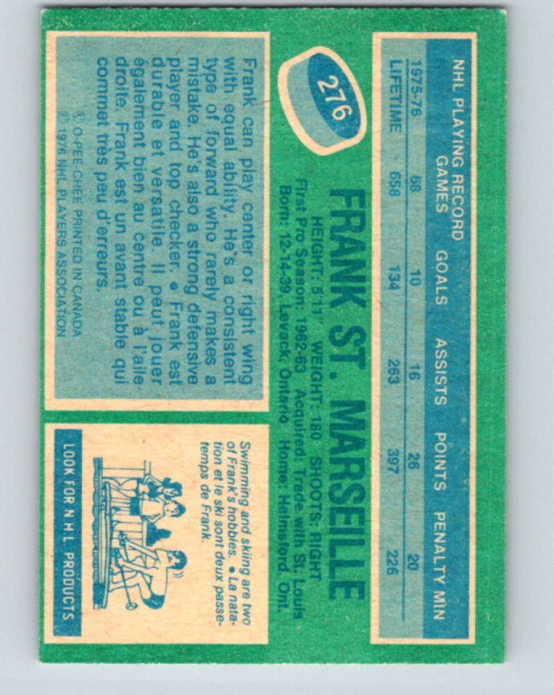 1976-77 O-Pee-Chee #276 Frank St. Marseille Los Angeles Kings V12684