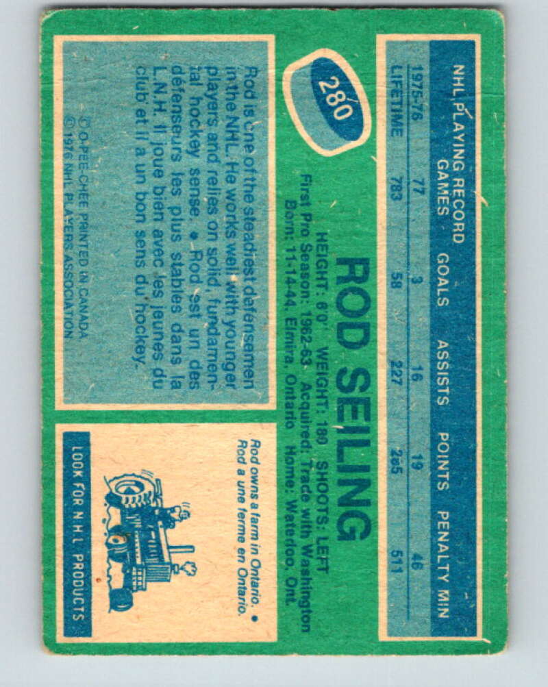 1976-77 O-Pee-Chee #280 Rod Seiling St. Louis Blues V12693