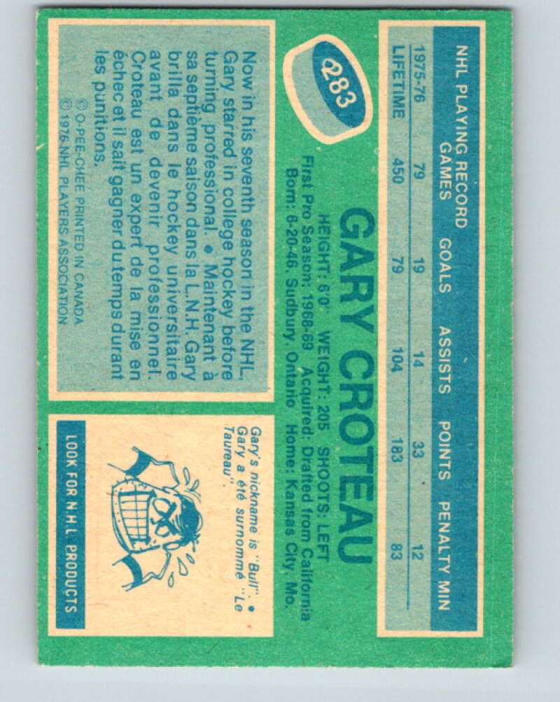 1976-77 O-Pee-Chee #283 Gary Croteau Colorado Rockies V12706