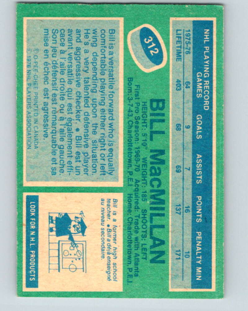 1976-77 O-Pee-Chee #312 Bill MacMillan New York Islanders V12769