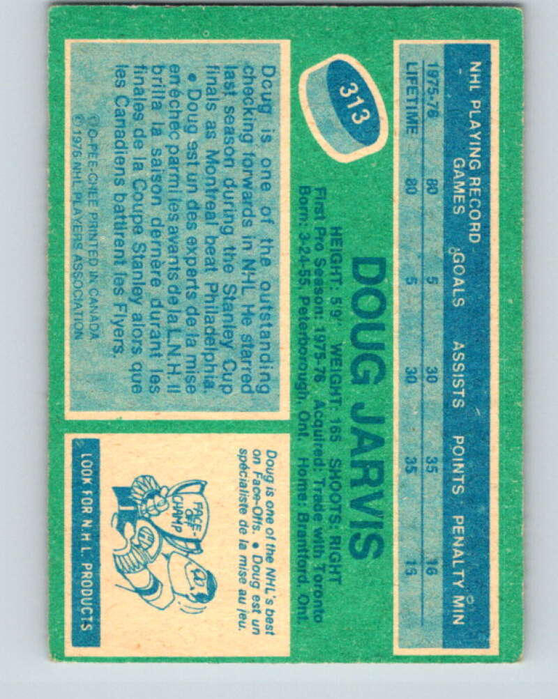 1976-77 O-Pee-Chee #313 Doug Jarvis RC Rookie Canadiens V12773