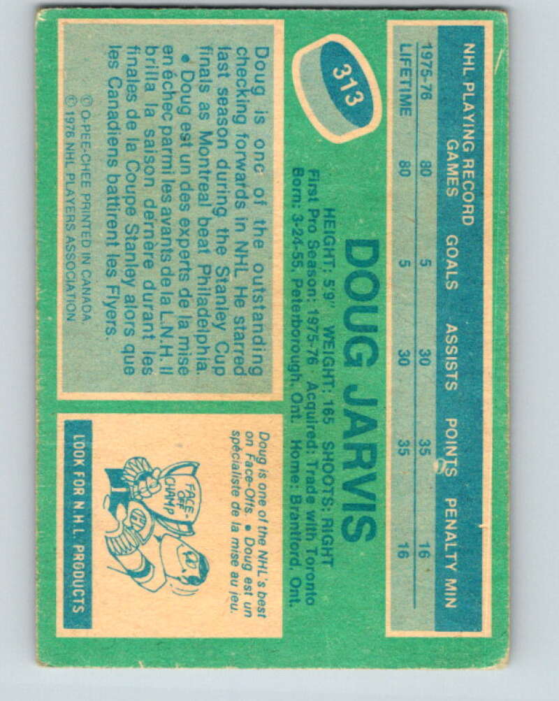 1976-77 O-Pee-Chee #313 Doug Jarvis RC Rookie Canadiens V12774