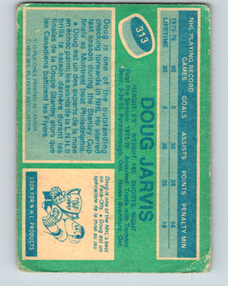 1976-77 O-Pee-Chee #313 Doug Jarvis RC Rookie Canadiens V12775