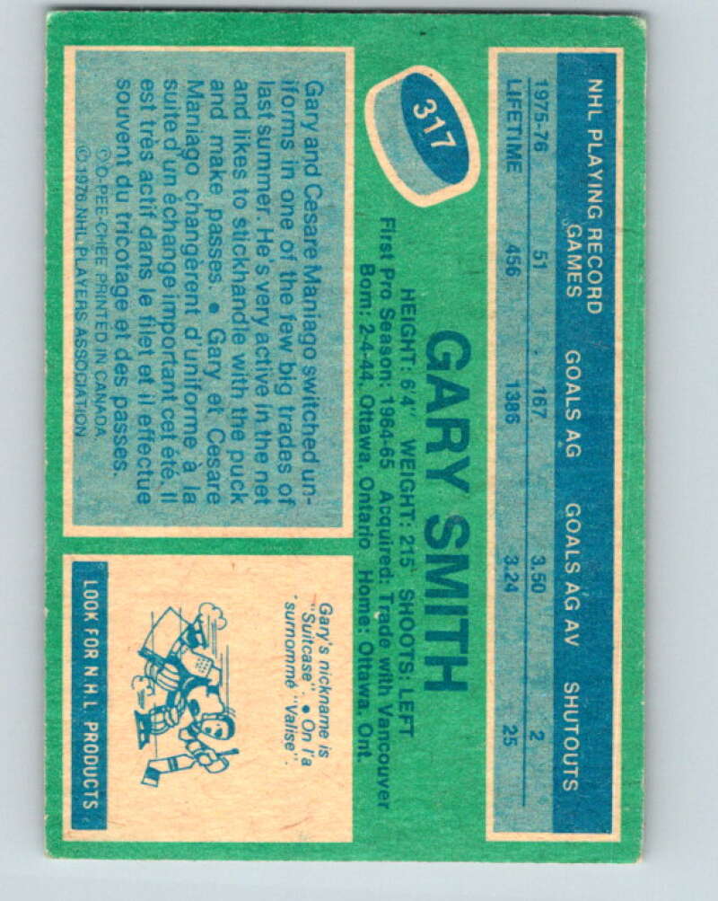 1976-77 O-Pee-Chee #317 Gary Smith Minnesota North Stars V12783