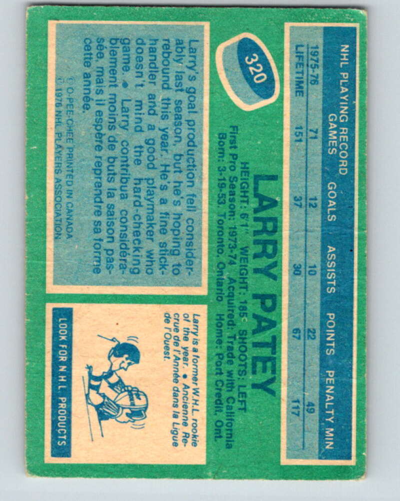 1976-77 O-Pee-Chee #320 Larry Patey St. Louis Blues V12792