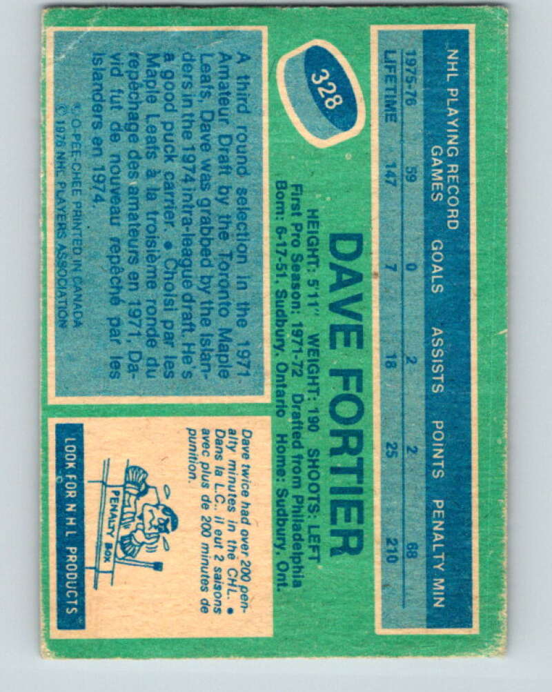 1976-77 O-Pee-Chee #328 Dave Fortier Vancouver Canucks V12807