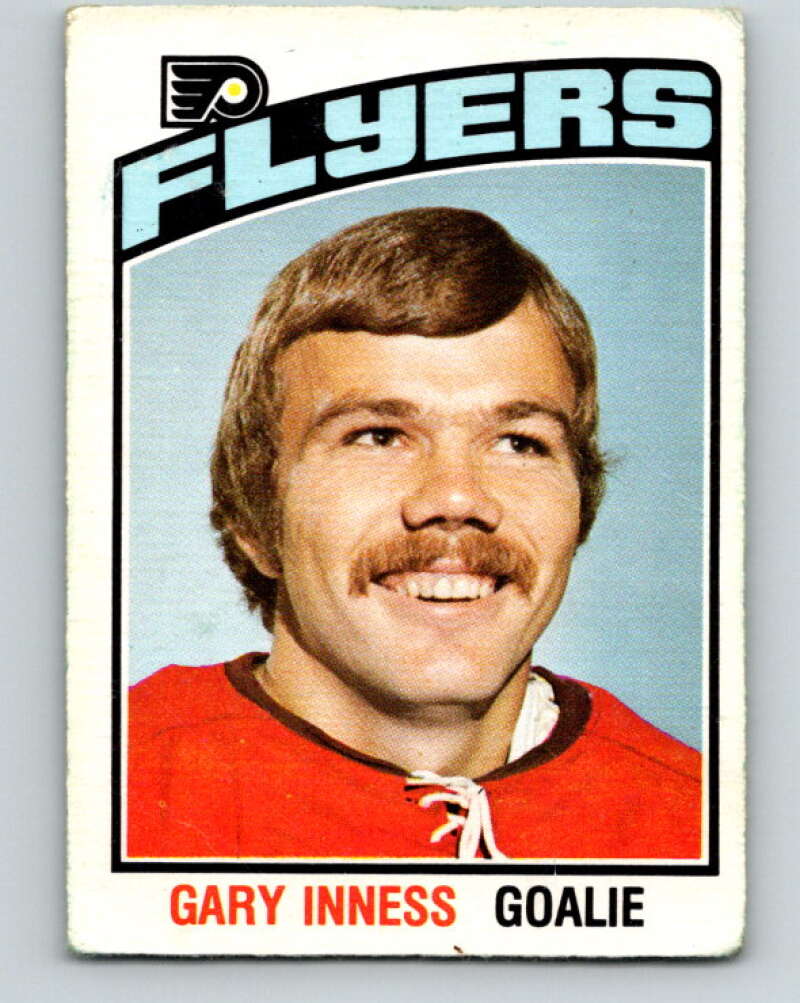 1976-77 O-Pee-Chee #331 Gary Inness ERR Philadelphia Flyers V12818