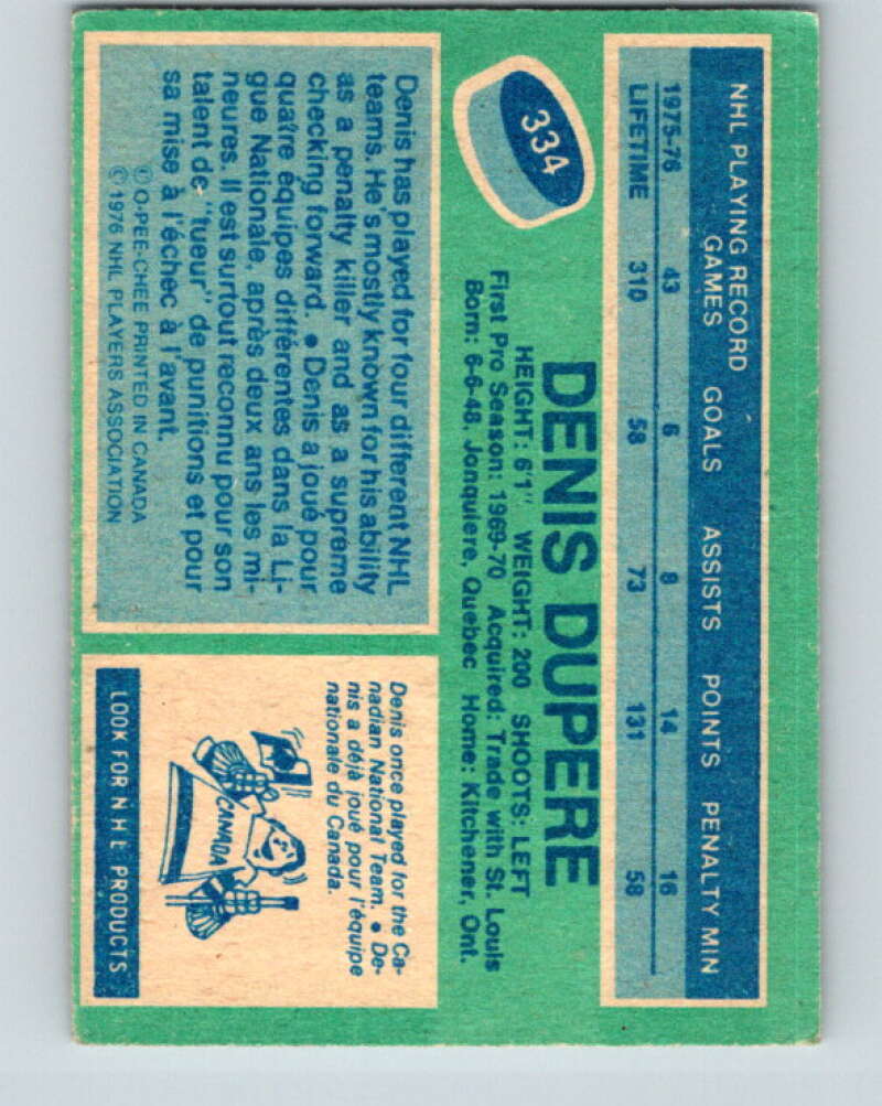 1976-77 O-Pee-Chee #334 Denis Dupere Colorado Rockies V12823
