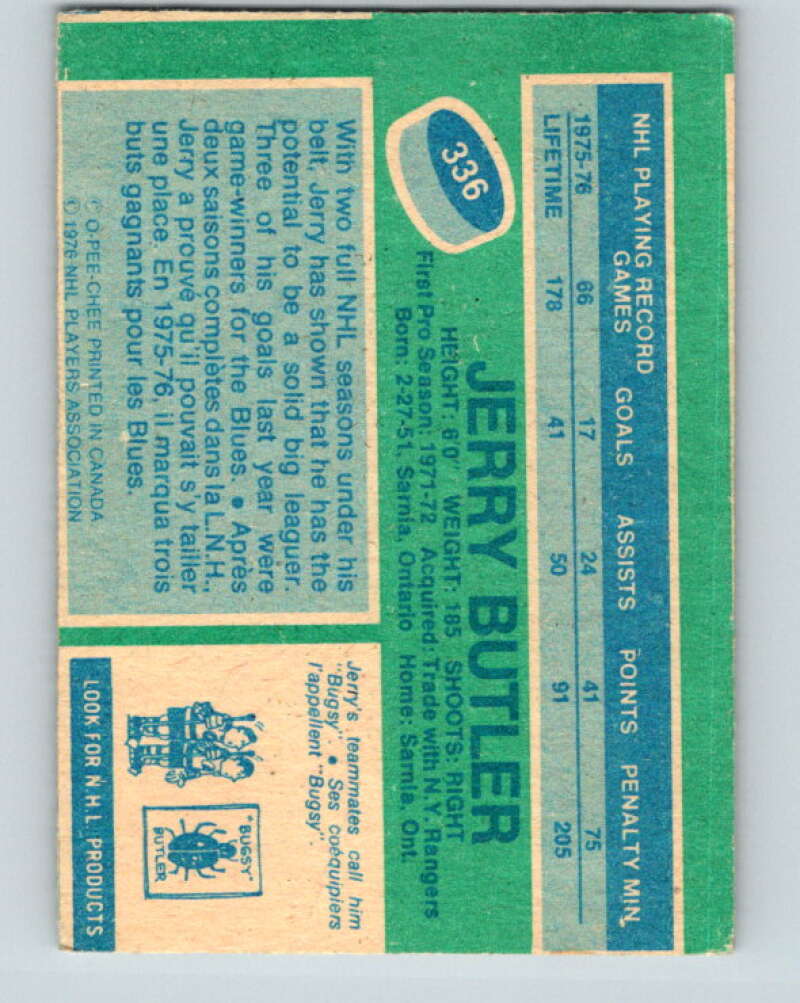 1976-77 O-Pee-Chee #336 Jerry Butler St. Louis Blues V12831