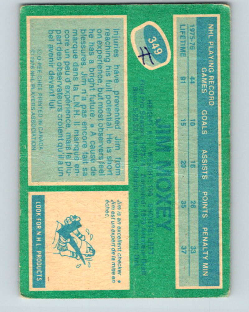 1976-77 O-Pee-Chee #349 Jim Moxey RC Rookie Cleveland Barons V12846