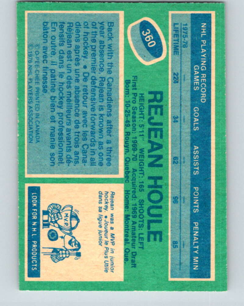 1976-77 O-Pee-Chee #360 Rejean Houle Montreal Canadiens V12870