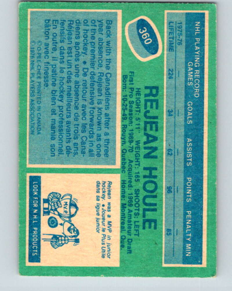1976-77 O-Pee-Chee #360 Rejean Houle Montreal Canadiens V12871