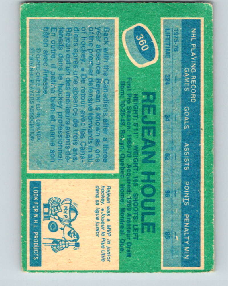 1976-77 O-Pee-Chee #360 Rejean Houle Montreal Canadiens V12872