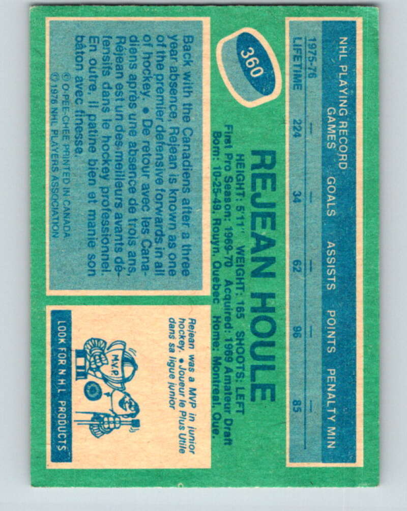 1976-77 O-Pee-Chee #360 Rejean Houle Montreal Canadiens V12873