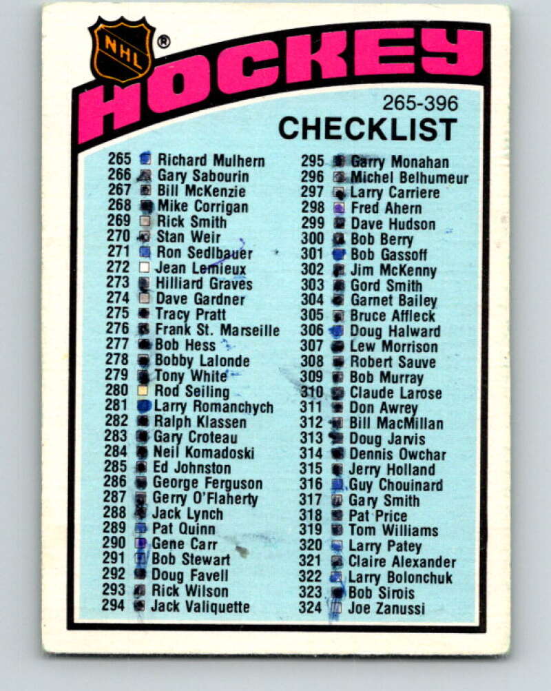 1976-77 O-Pee-Chee #377 Checklist V12914