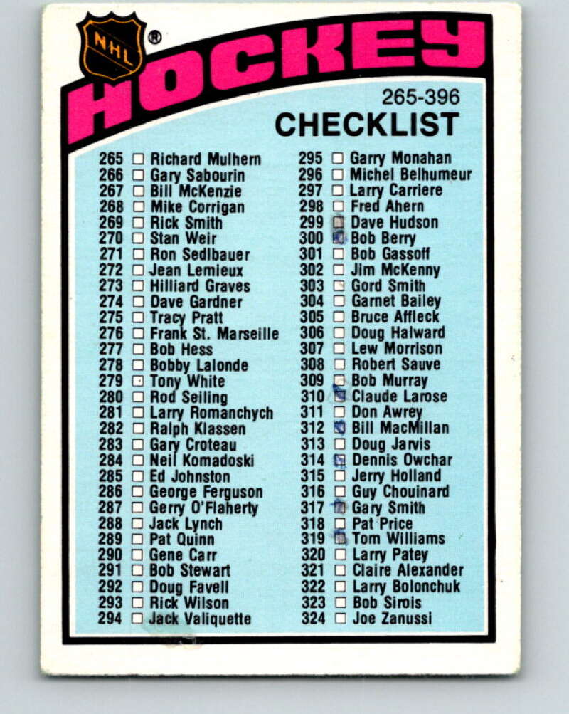 1976-77 O-Pee-Chee #377 Checklist V12915