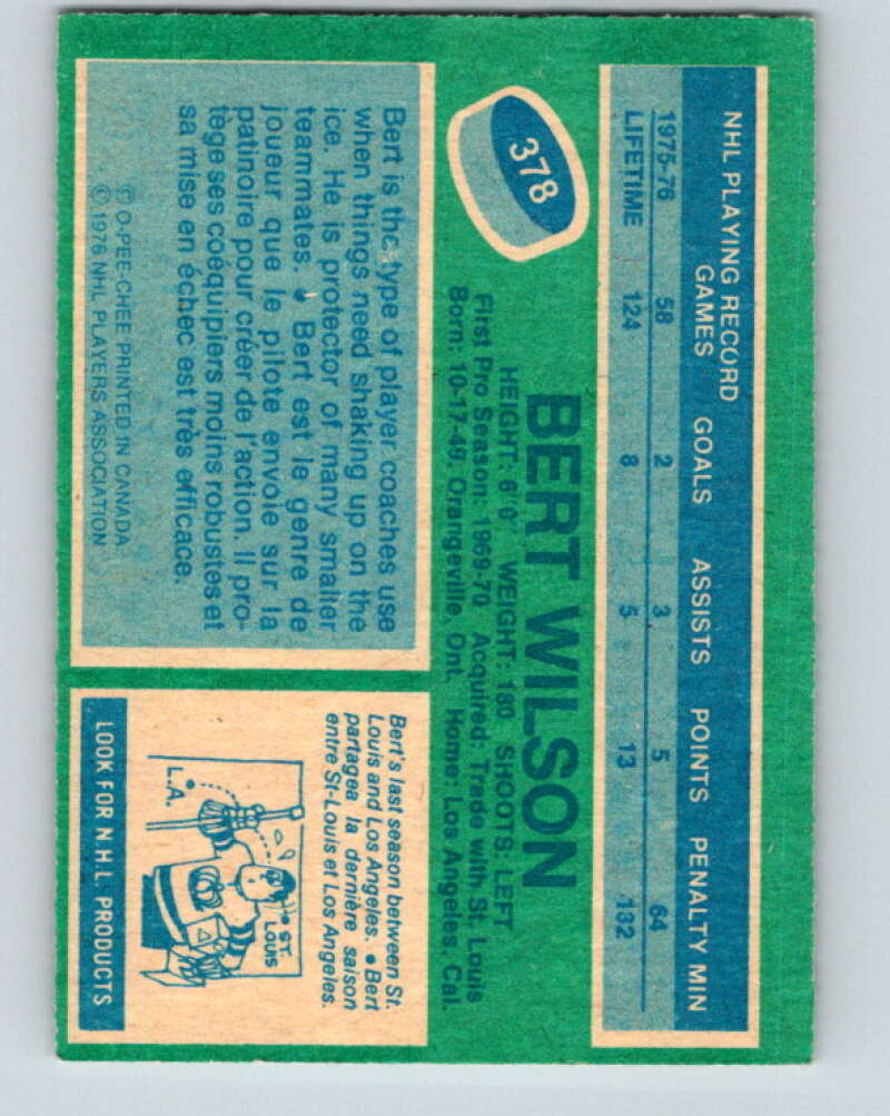 1976-77 O-Pee-Chee #378 Bert Wilson Los Angeles Kings V12917