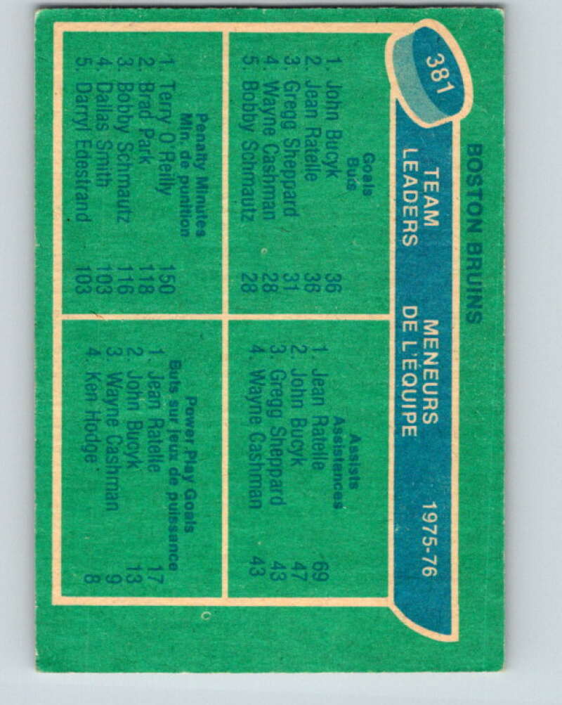 1976-77 O-Pee-Chee #381 Bucyk/Ratelle/O'Reilly TL V12918