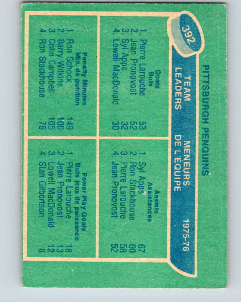 1976-77 O-Pee-Chee #392 Larouche/SApps/Schock TL V12924