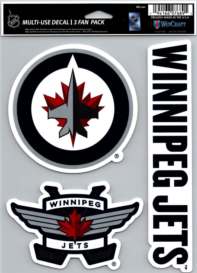 Winnipeg Jets Multi Use 3 Pack Fan Die Cut Decals 5.5" x 7.75"