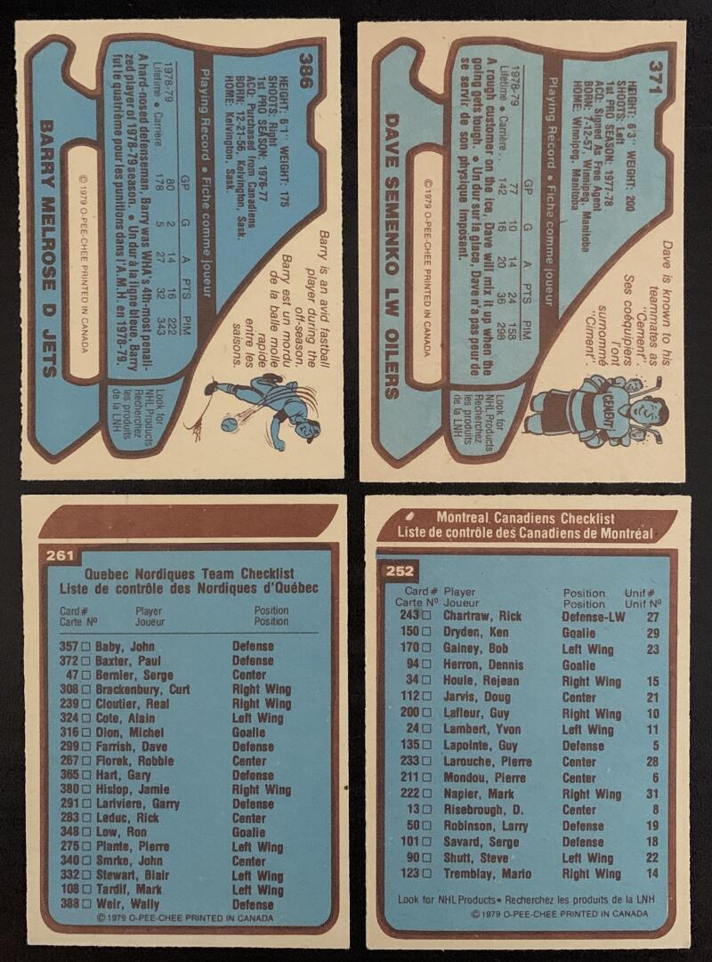1979-80 O-Pee-Chee NHL Hockey Complete Set 1-396 Gretzky Rookie *0186