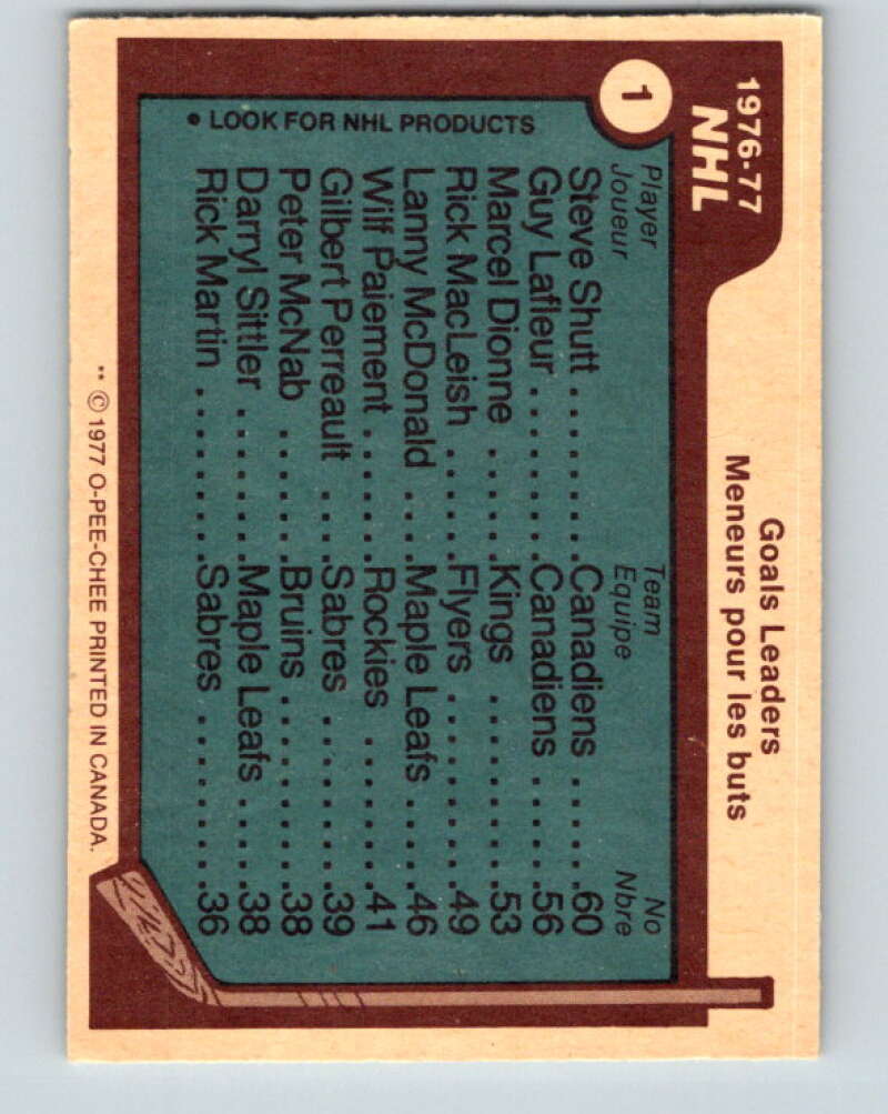 1977-78 O-Pee-Chee #1 Shutt/LaFleur/Dionne LL V12931
