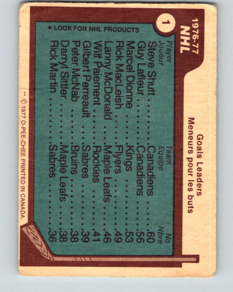 1977-78 O-Pee-Chee #1 Shutt/LaFleur/Dionne LL V12934