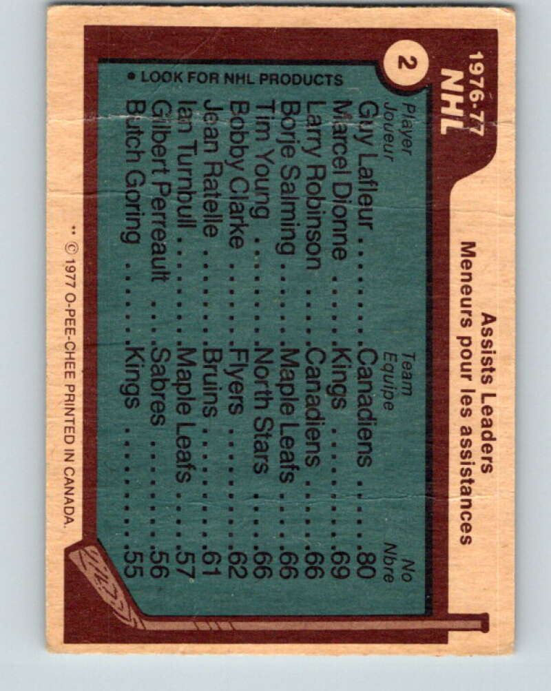 1977-78 O-Pee-Chee #2 LaFleur/Dionne/Robinson/Salming LL V12939