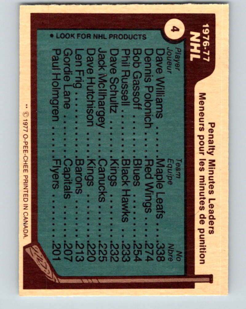 1977-78 O-Pee-Chee #4 Williams/Polonich/Gassoff LL V12943