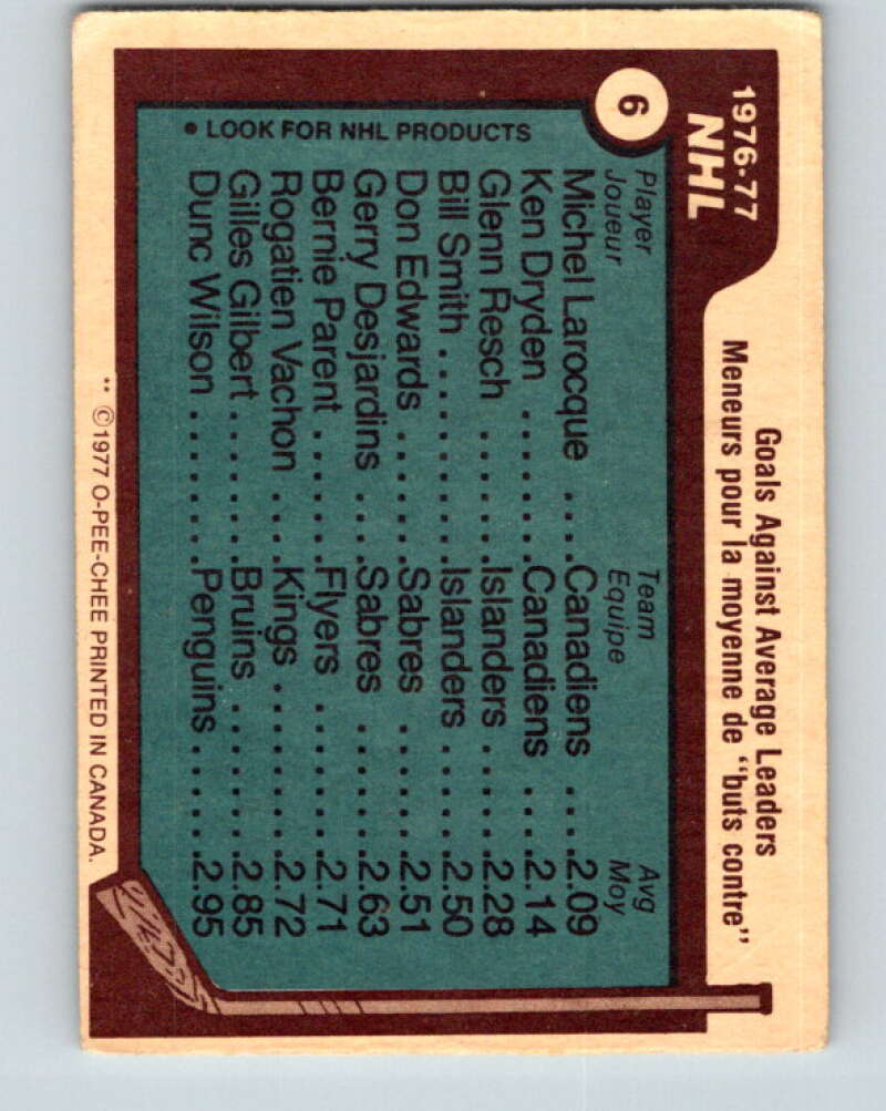 1977-78 O-Pee-Chee #6 Larocque/Dryden/Resch LL V12950