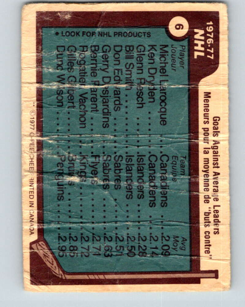 1977-78 O-Pee-Chee #6 Larocque/Dryden/Resch LL V12953