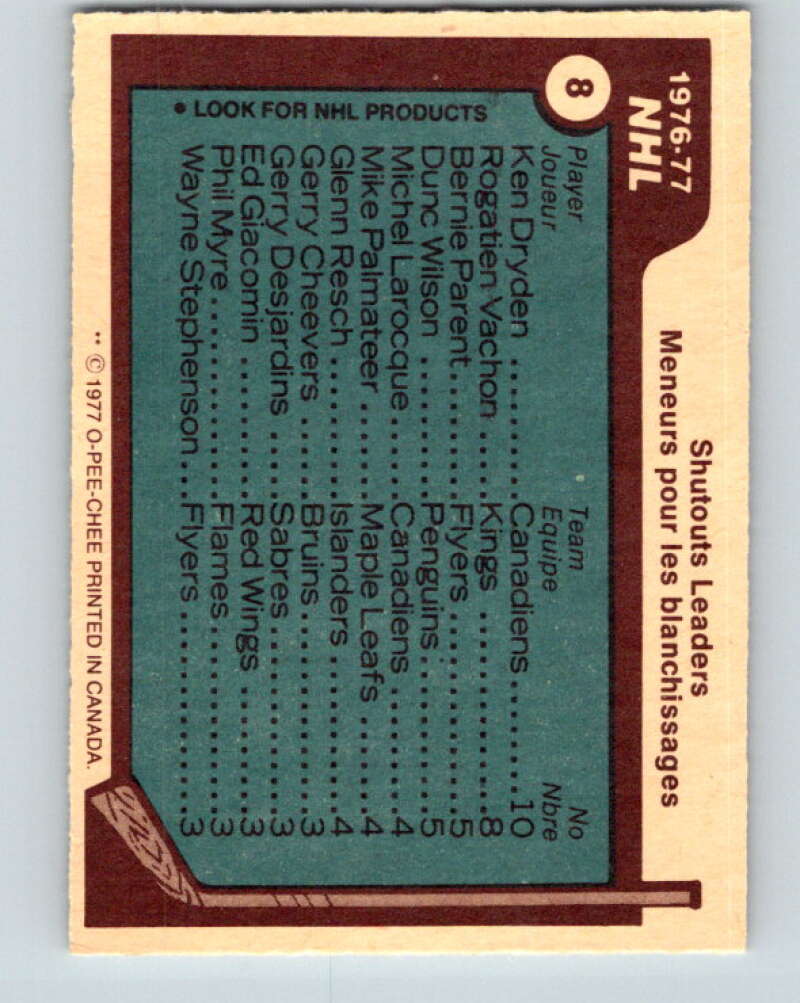 1977-78 O-Pee-Chee #8 Dryden/Vachon/Parent/Wilson LL V12961