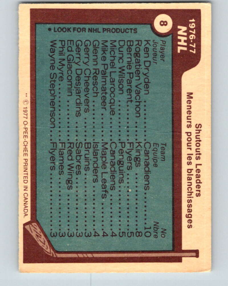 1977-78 O-Pee-Chee #8 Dryden/Vachon/Parent/Wilson LL V12962