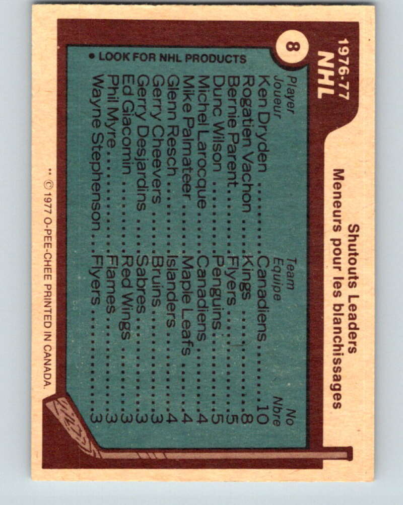 1977-78 O-Pee-Chee #8 Dryden/Vachon/Parent/Wilson LL V12964
