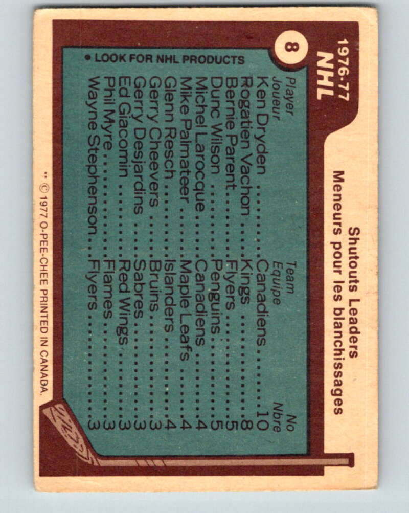 1977-78 O-Pee-Chee #8 Dryden/Vachon/Parent/Wilson LL V12965