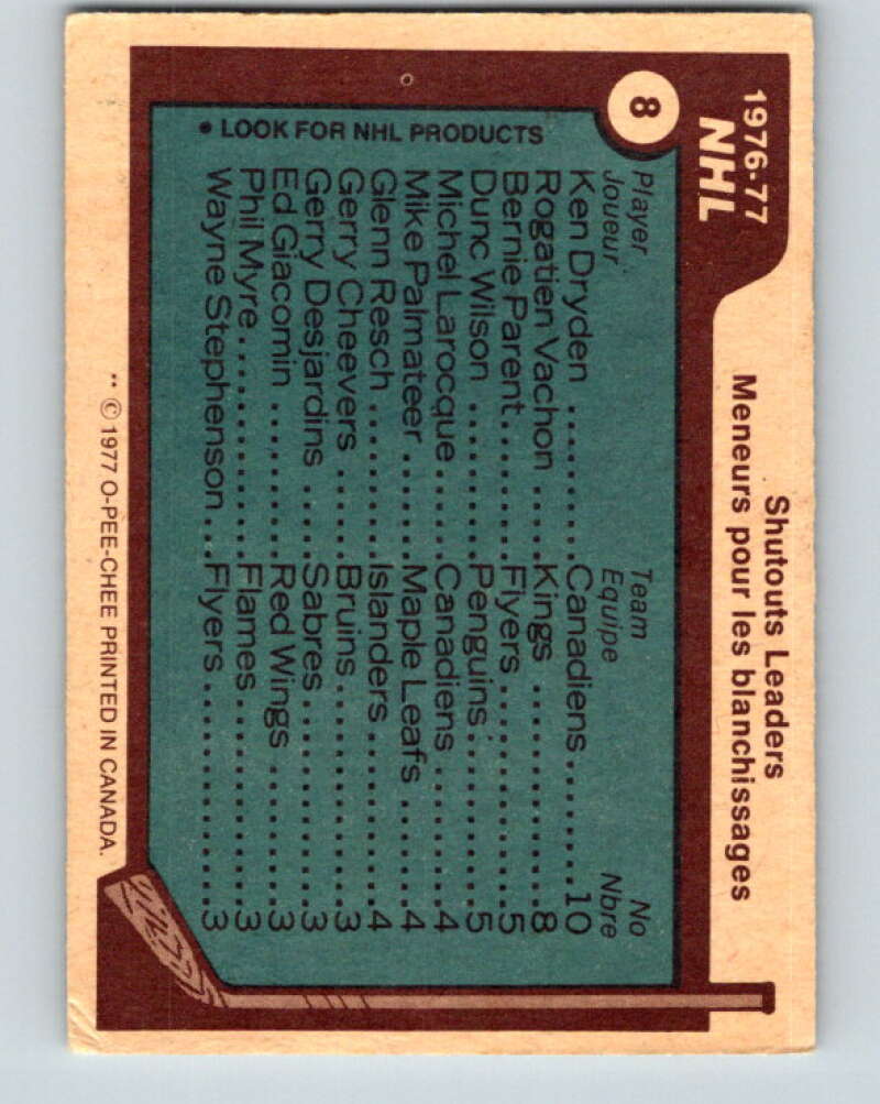 1977-78 O-Pee-Chee #8 Dryden/Vachon/Parent/Wilson LL V12966