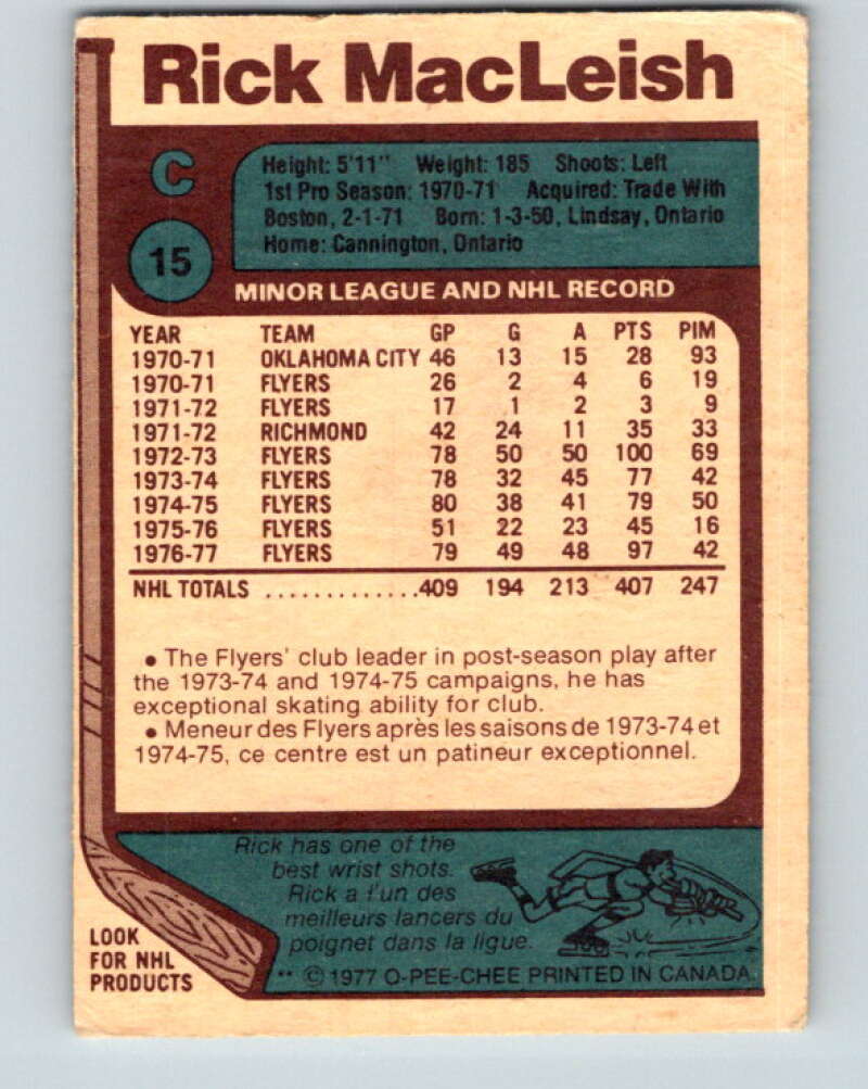 1977-78 O-Pee-Chee #15 Rick MacLeish Philadelphia Flyers V13019