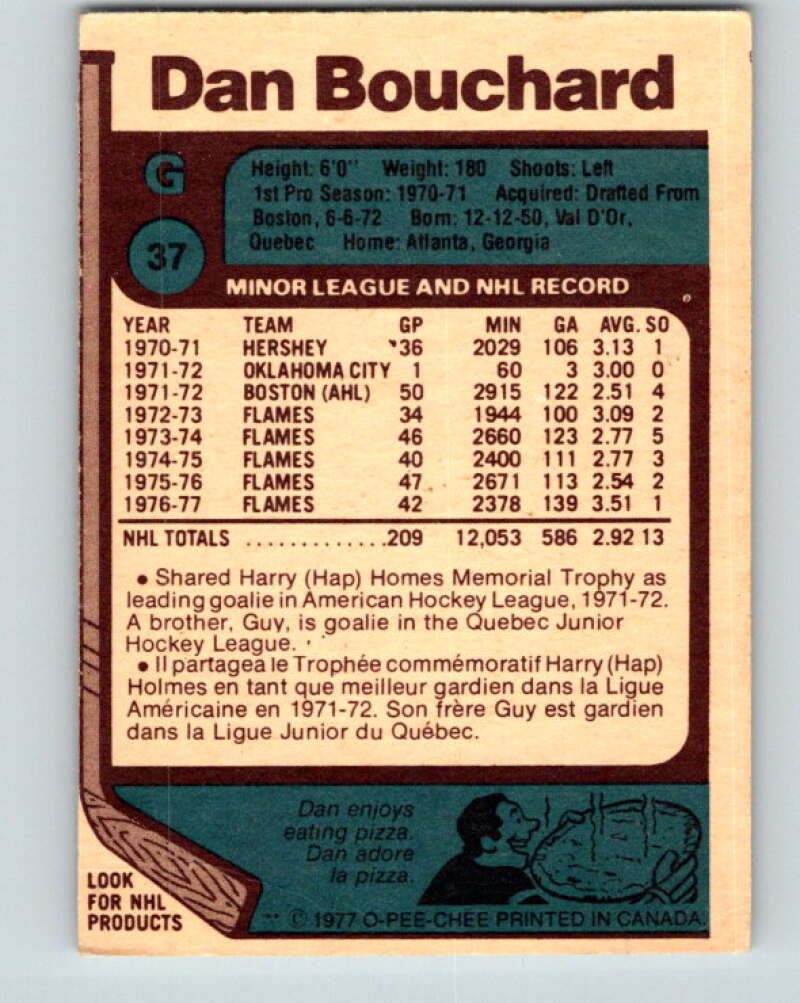 1977-78 O-Pee-Chee #37 Dan Bouchard Atlanta Flames V13163