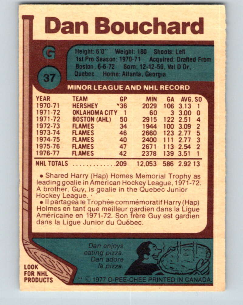 1977-78 O-Pee-Chee #37 Dan Bouchard Atlanta Flames V13167