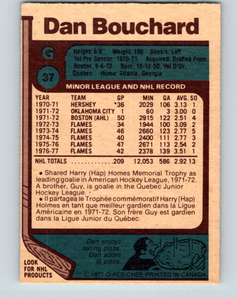 1977-78 O-Pee-Chee #37 Dan Bouchard Atlanta Flames V13171