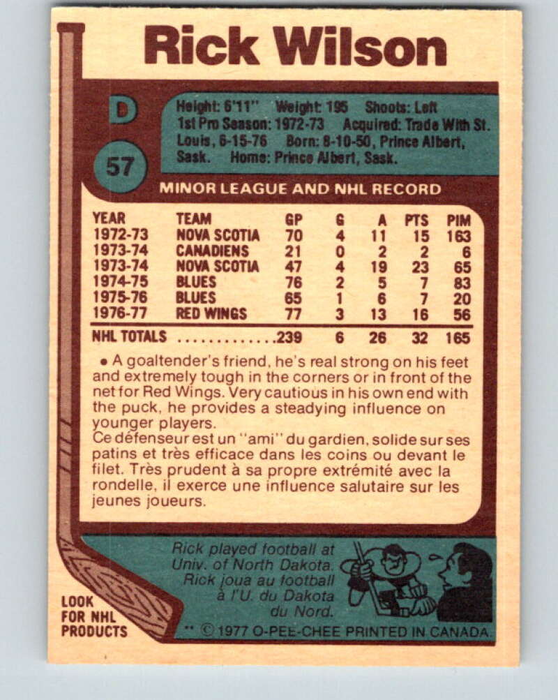 1977-78 O-Pee-Chee #57 Rick Wilson Detroit Red Wings V13296