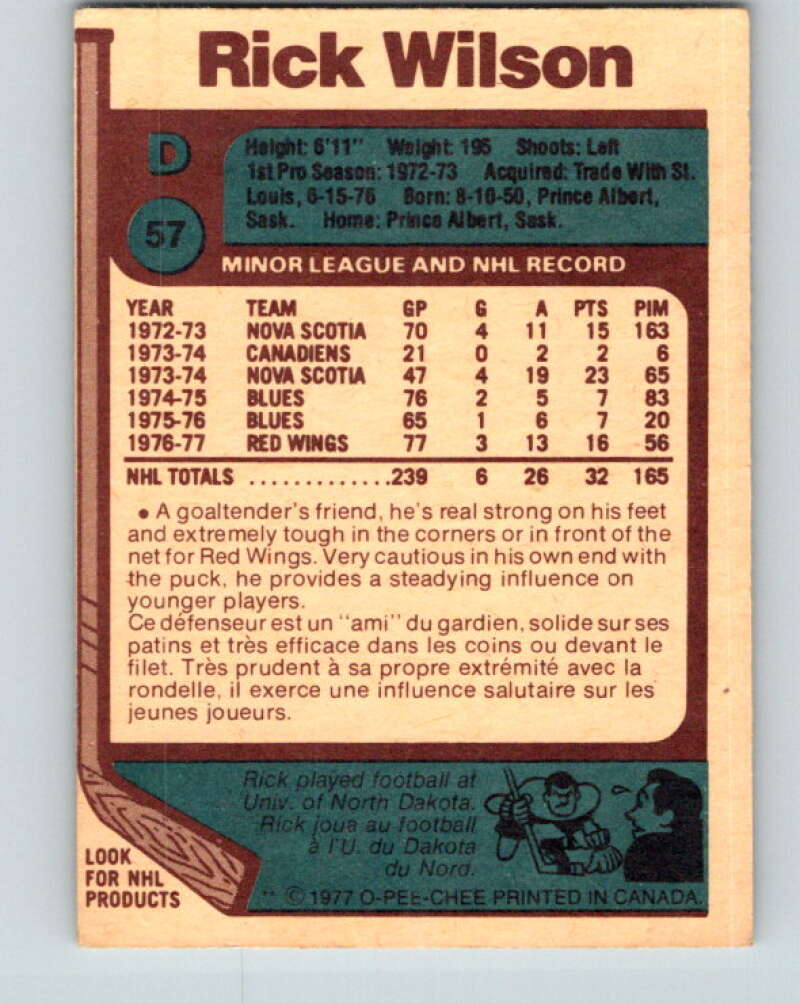 1977-78 O-Pee-Chee #57 Rick Wilson Detroit Red Wings V13298
