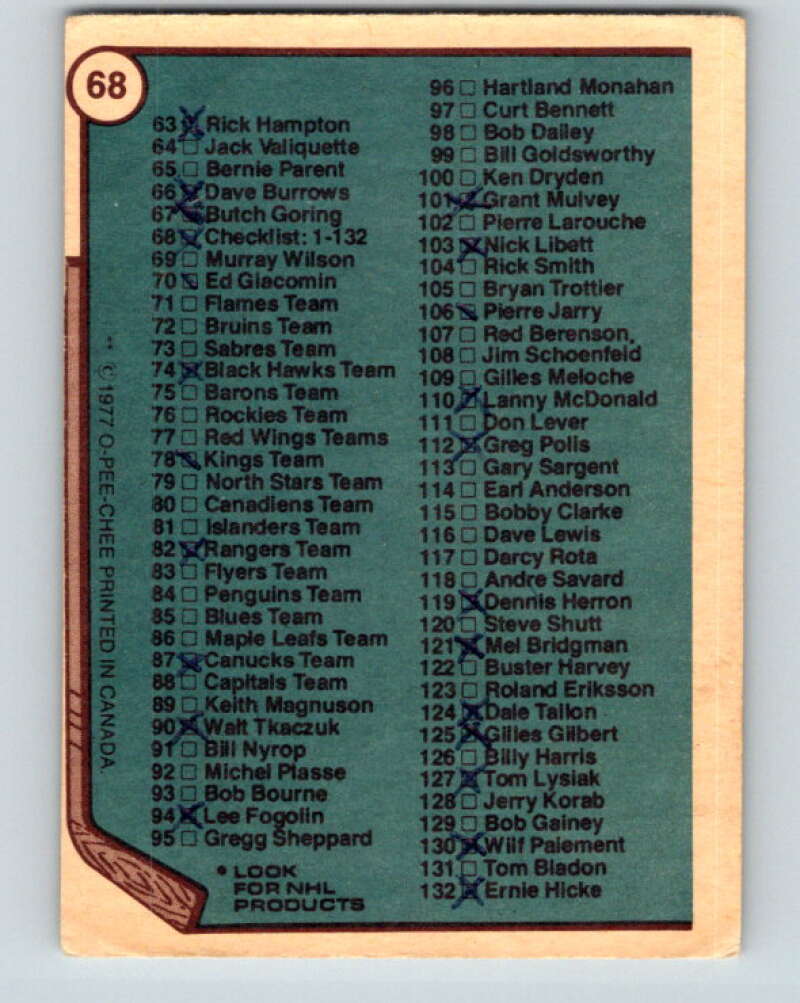 1977-78 O-Pee-Chee #68 Checklist V13385