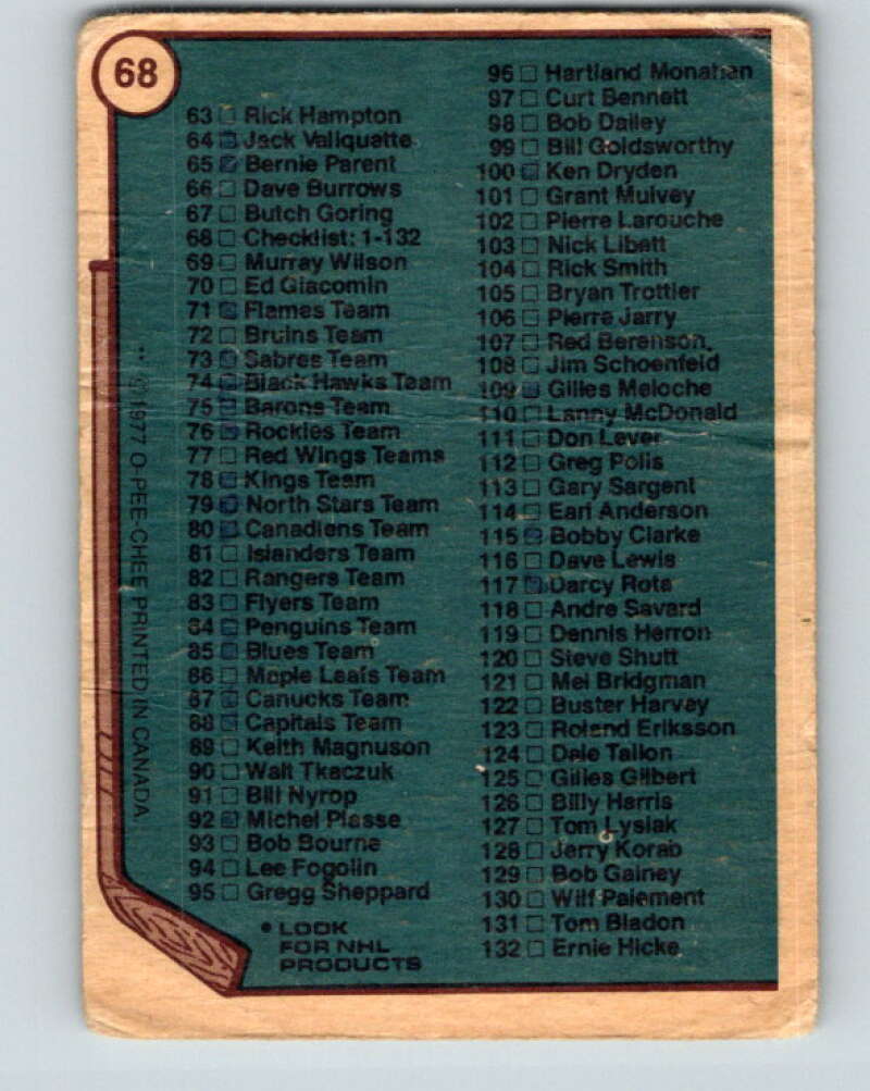 1977-78 O-Pee-Chee #68 Checklist V13386