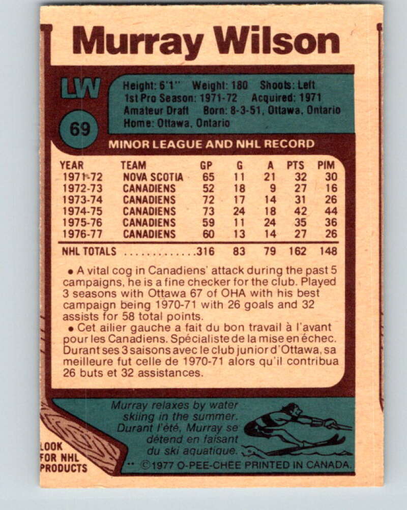 1977-78 O-Pee-Chee #69 Murray Wilson Montreal Canadiens V13389