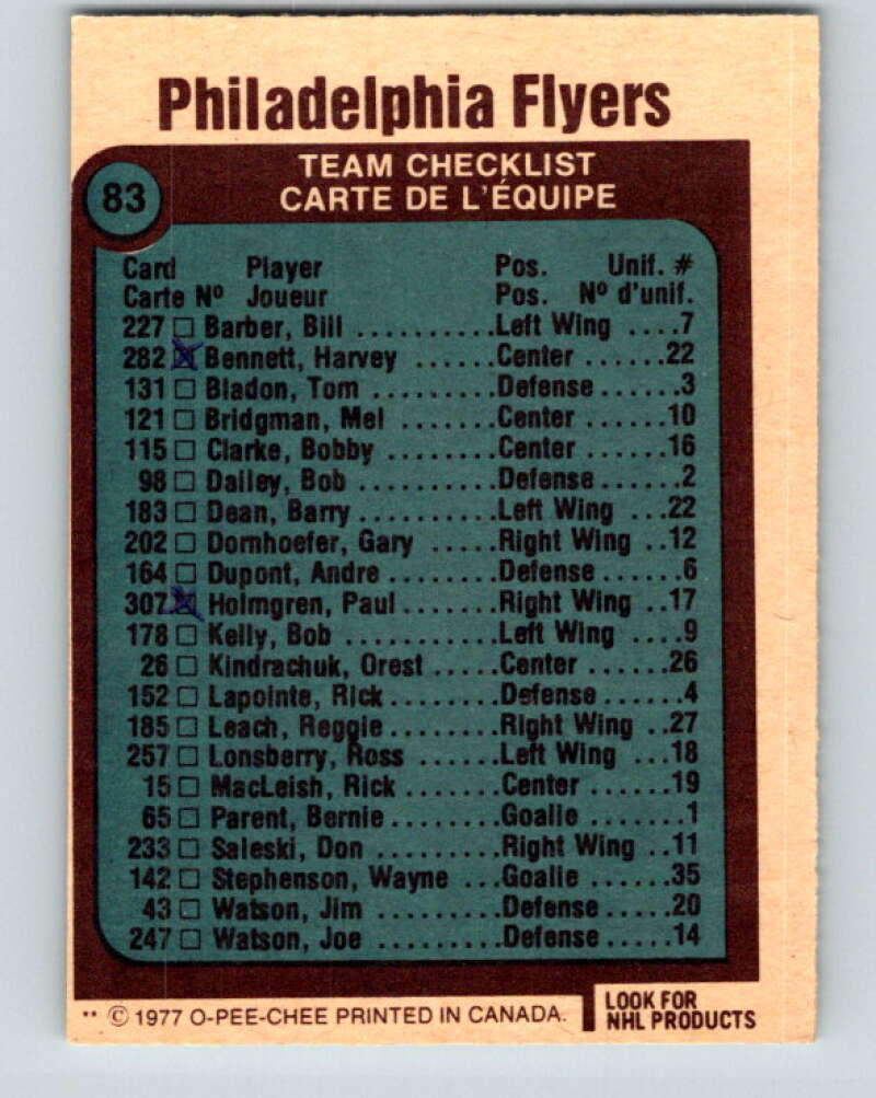 1977-78 O-Pee-Chee #83 Flyers Team Philadelphia Flyers V13470