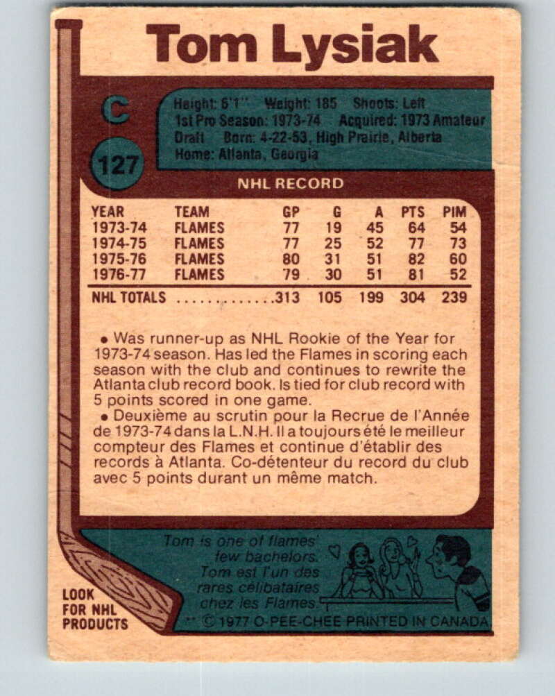1977-78 O-Pee-Chee #127 Tom Lysiak Atlanta Flames V13791
