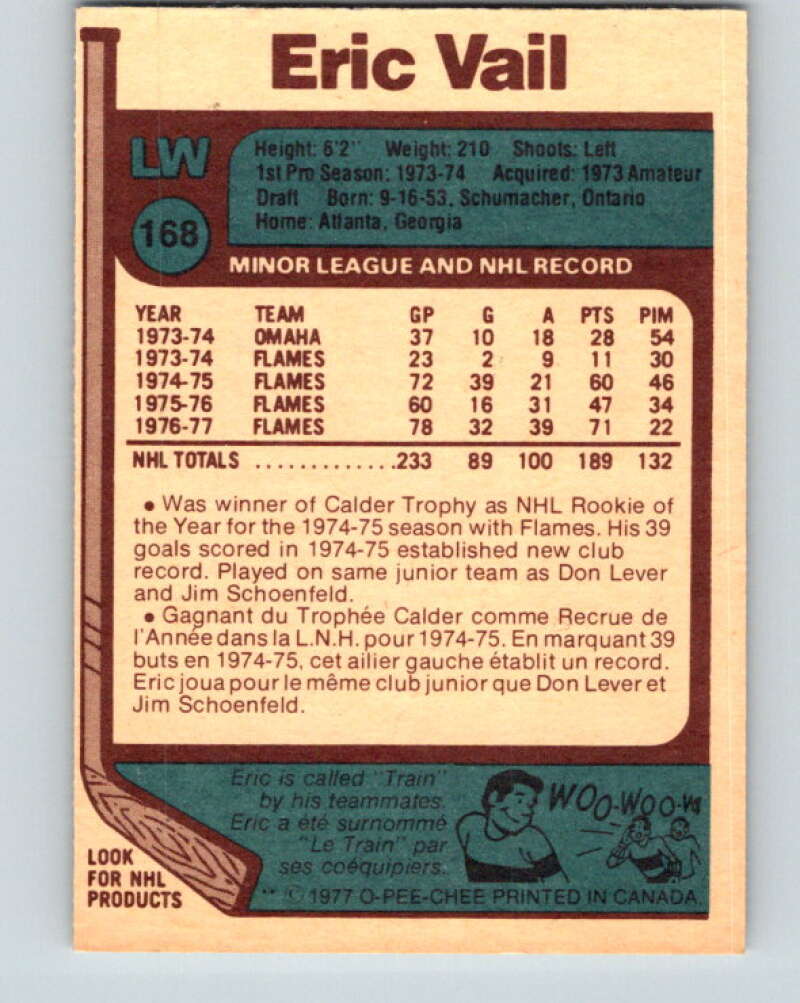 1977-78 O-Pee-Chee #168 Eric Vail Atlanta Flames V14096